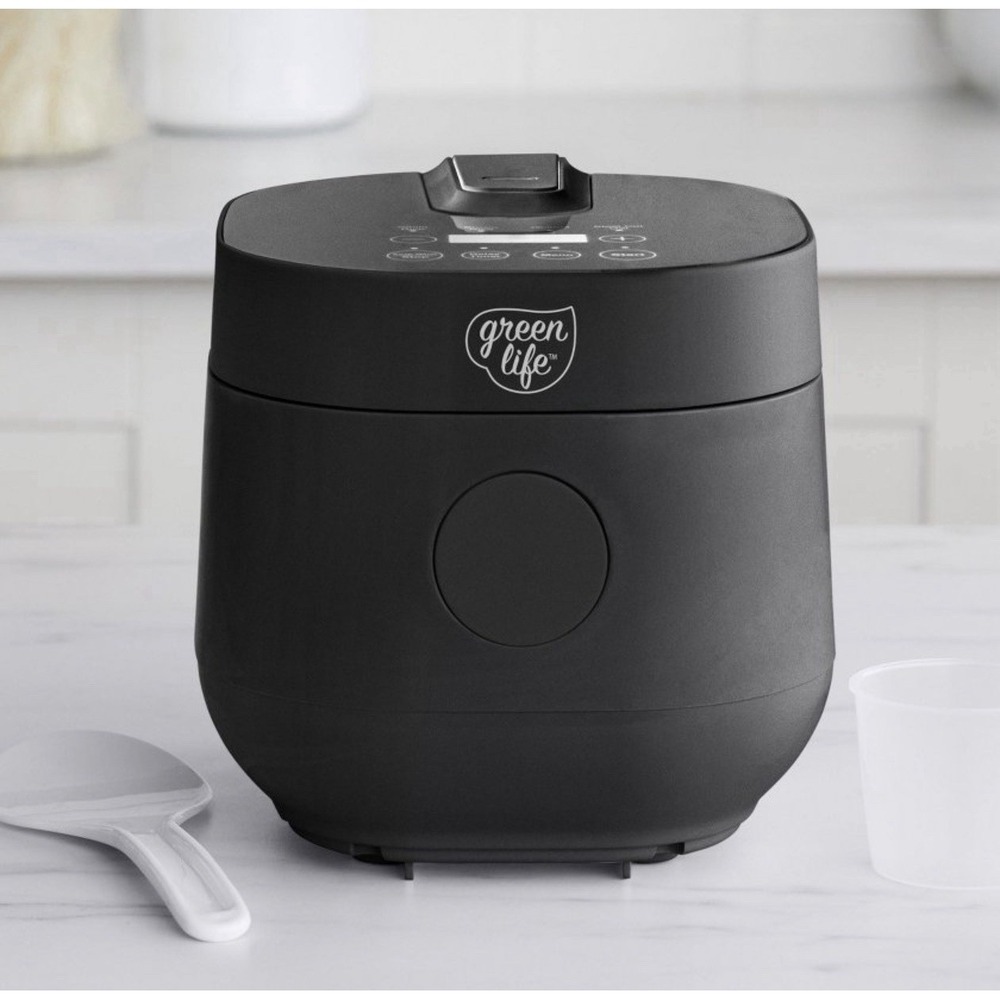 Green Life Healthy Ceramic Nonstick Go Grains, Rice and Grains Cooker Black NIB